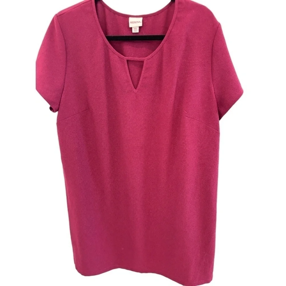 Merona Plus Size Maroon Short Sleeve Keyhole Neckline Stealth Dress Size XXL